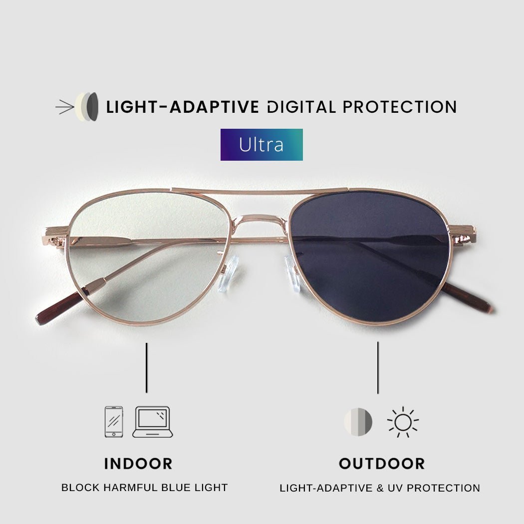 Sky Aviator (LA Ultra) ULTRA Light-Adaptive Digital Protection Champagne gold | Visioneer High Quality Eye Protection Eyewear 1