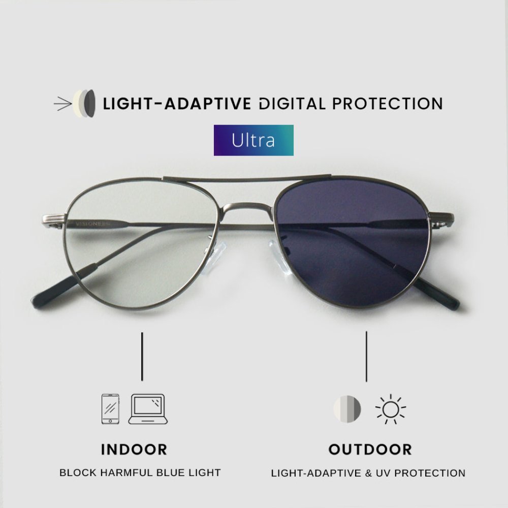 Sky Aviator (LA Ultra) ULTRA Light-Adaptive Digital Protection Gun metal | Visioneer High Quality Eye Protection Eyewear 3